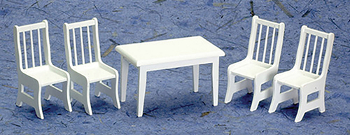 Table with 4 Chairs, White